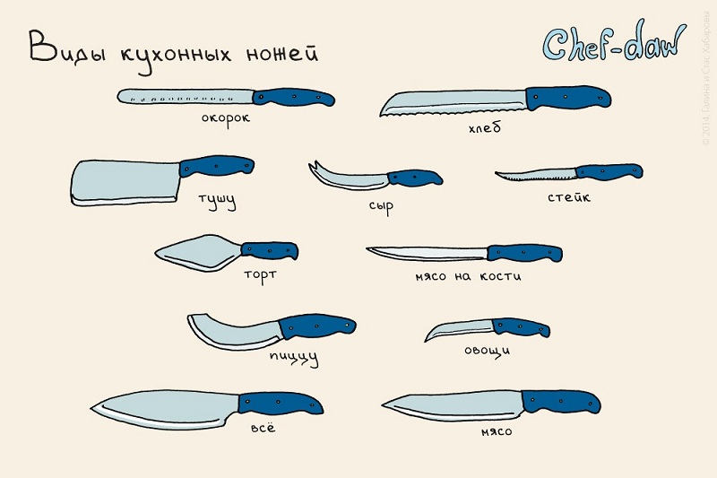 Виды кухонных ножей - Кулинарные советы в картинках