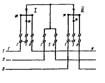 Схеми включення трифазного трипровідною двоелементною лічильника активної енергії типу САЗ (САЗУ)