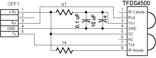 Схема інфрачервоного порту для комп'ютера.
