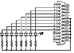 Схема підключення різних пристроїв через порт принтера (LPT)