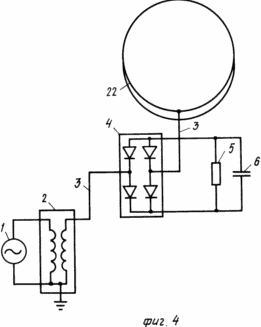 електрична схема пристрою для передачі електричної енергії на аеростат з використанням в якості природної ємності ізольованого провідного тіла оболонки аеростата