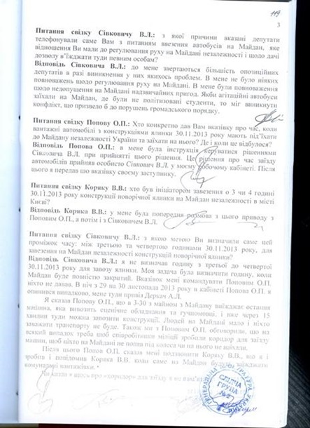 Протоколи допиту Попова і начальника столичного МВС потрапили в Мережу Протоколы допроса Попова и начальника столичного МВД попали в Сеть