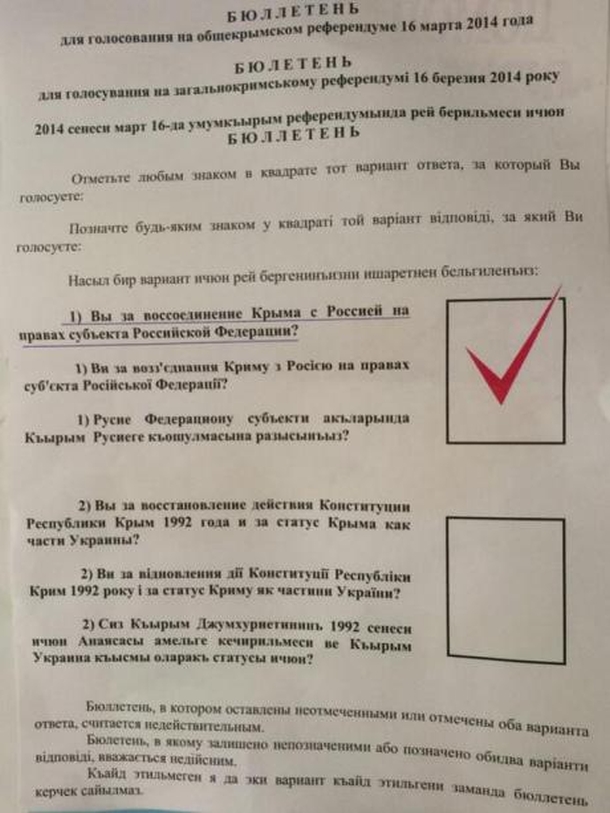 За входження до складу Росії проголосувало 123% кримчан За вхождение в состав России проголосовало 123% крымчан
