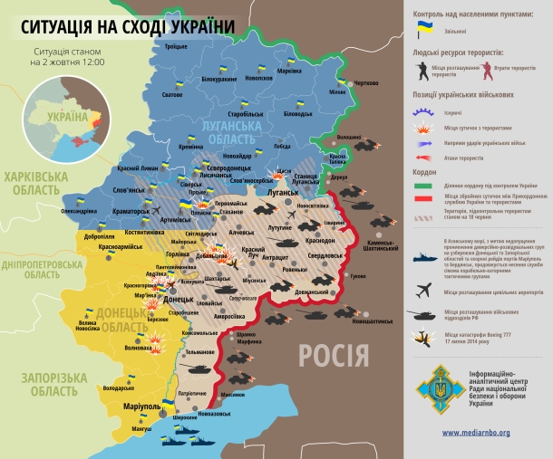Оперативна інформація Інформаційно-аналітичного центру РНБОУ по 23 вересня + Карта