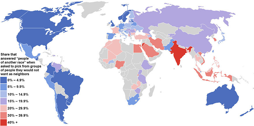 27. Карта расовой терпимости по странам мира