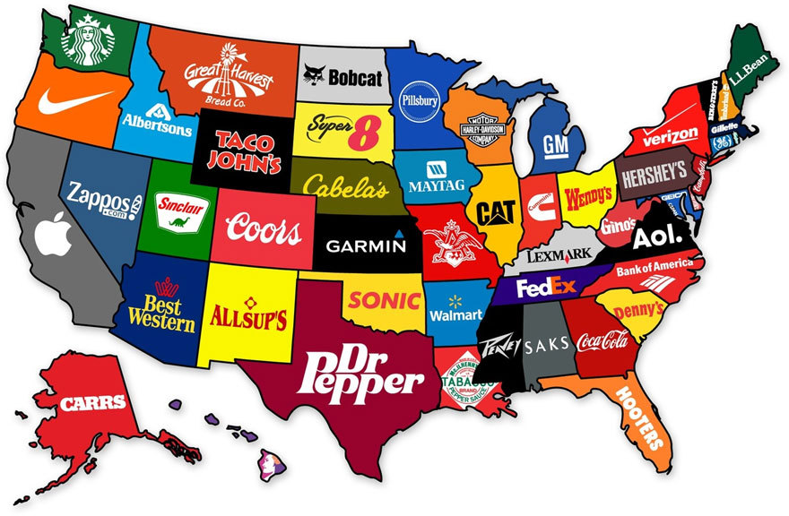 37. Самые известные бренды от каждого штата США