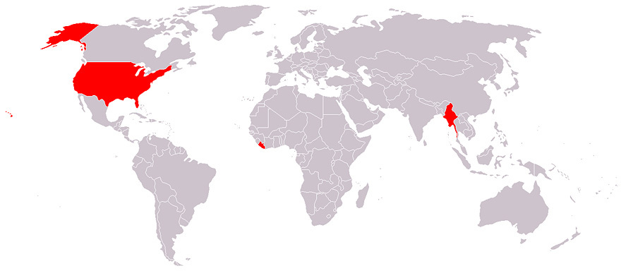 38. Карта стран мира, официально не использующих метрическую систему