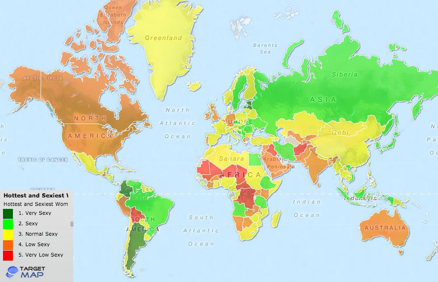 4. Карта уровня сексуальности женщин в разных странах