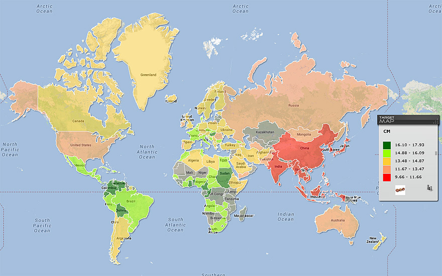 7. Средний размер мужских пенисов в разных странах